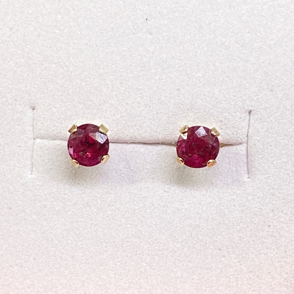 14k gold natural ruby stud earrings 4mm